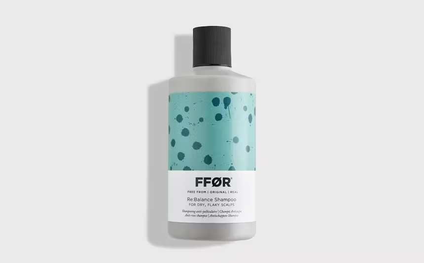 FFOR Hair rebalance shampoo for dry scalps bottle on plain background